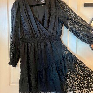 |DISCOUNTED SHIPPING| DKNY Women's Black Satin Leopard Burnout Dress Size 14